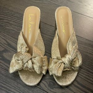 Lulus rose gold knotted heel sandal